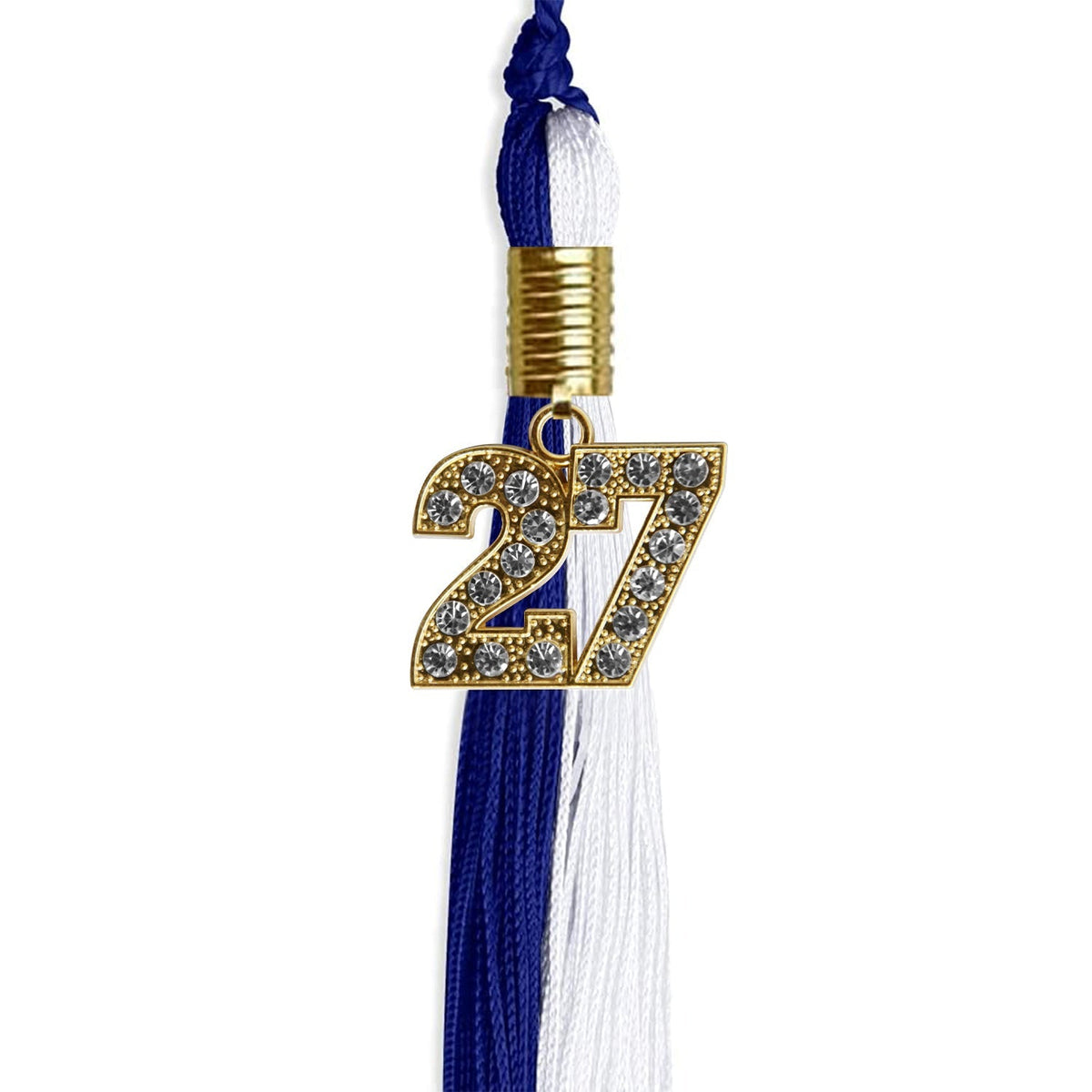 Royal Blue/White Graduation Tassel with Gold Bling Charm - Endea Graduation