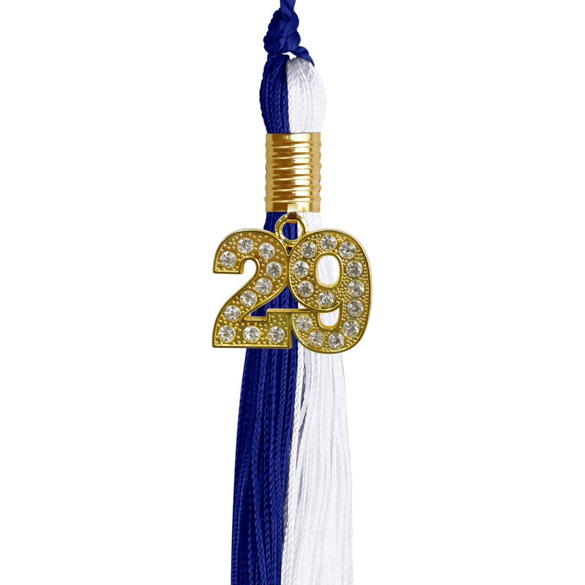 Royal Blue/White Graduation Tassel with Gold Bling Charm - Endea Graduation