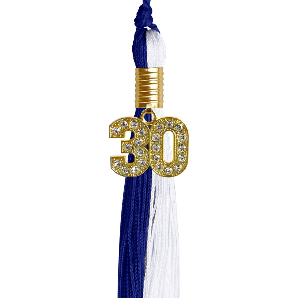 Royal Blue/White Graduation Tassel with Gold Bling Charm - Endea Graduation
