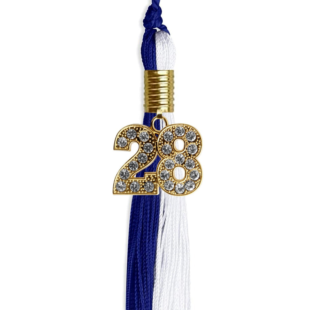 Royal Blue/White Graduation Tassel with Gold Bling Charm - Endea Graduation