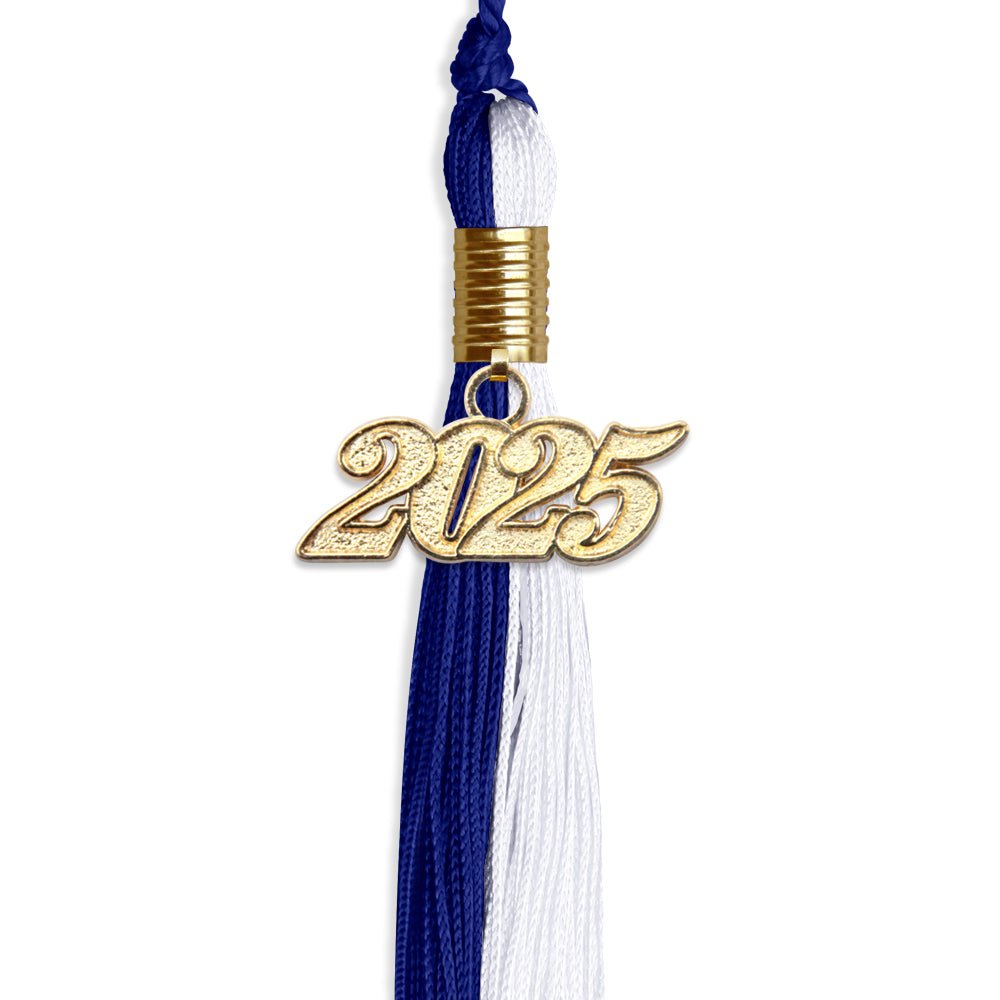 Royal Blue/White Graduation Tassel with Gold Date Drop - Endea Graduation