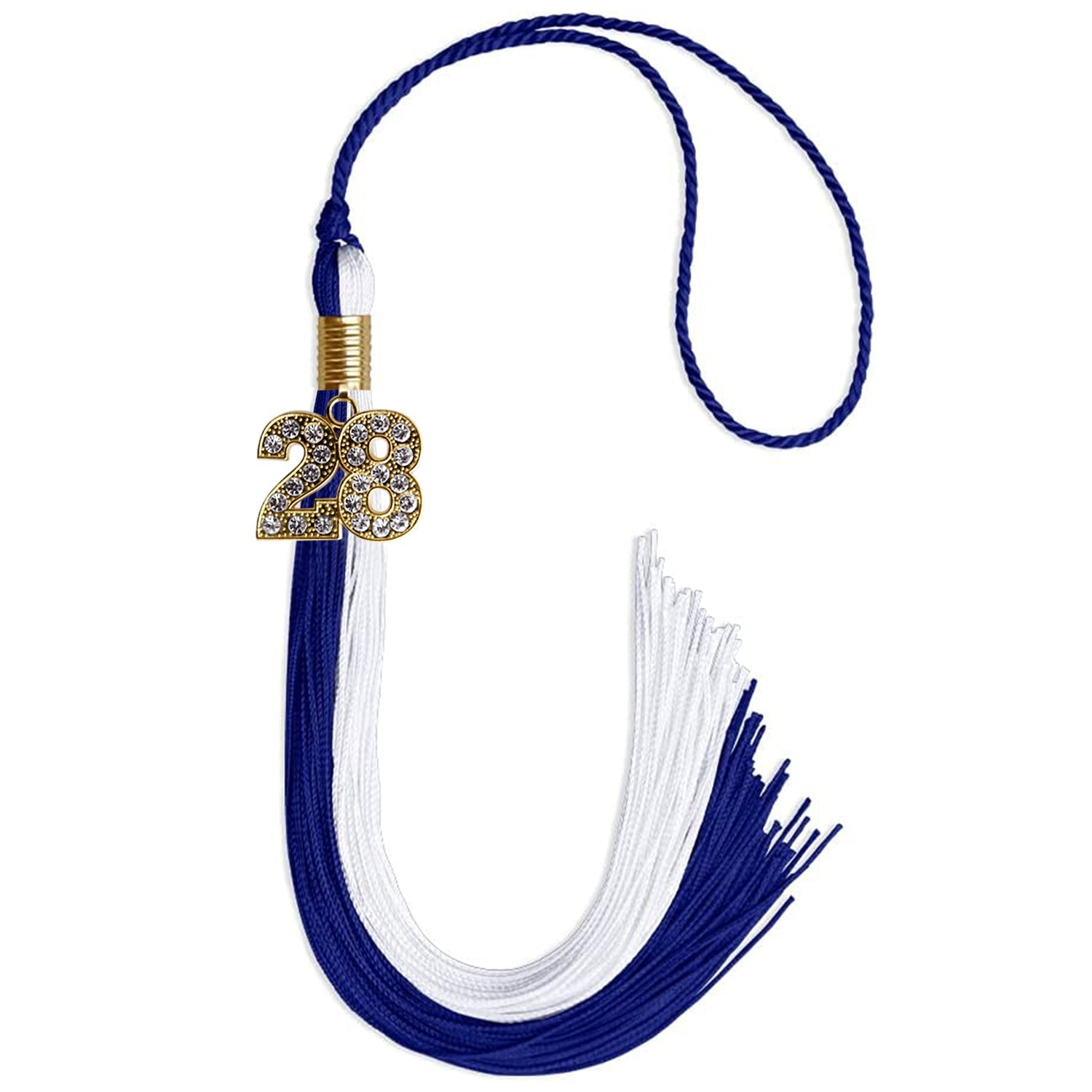 Royal Blue/White Graduation Tassel with Gold Date Drop - Endea Graduation