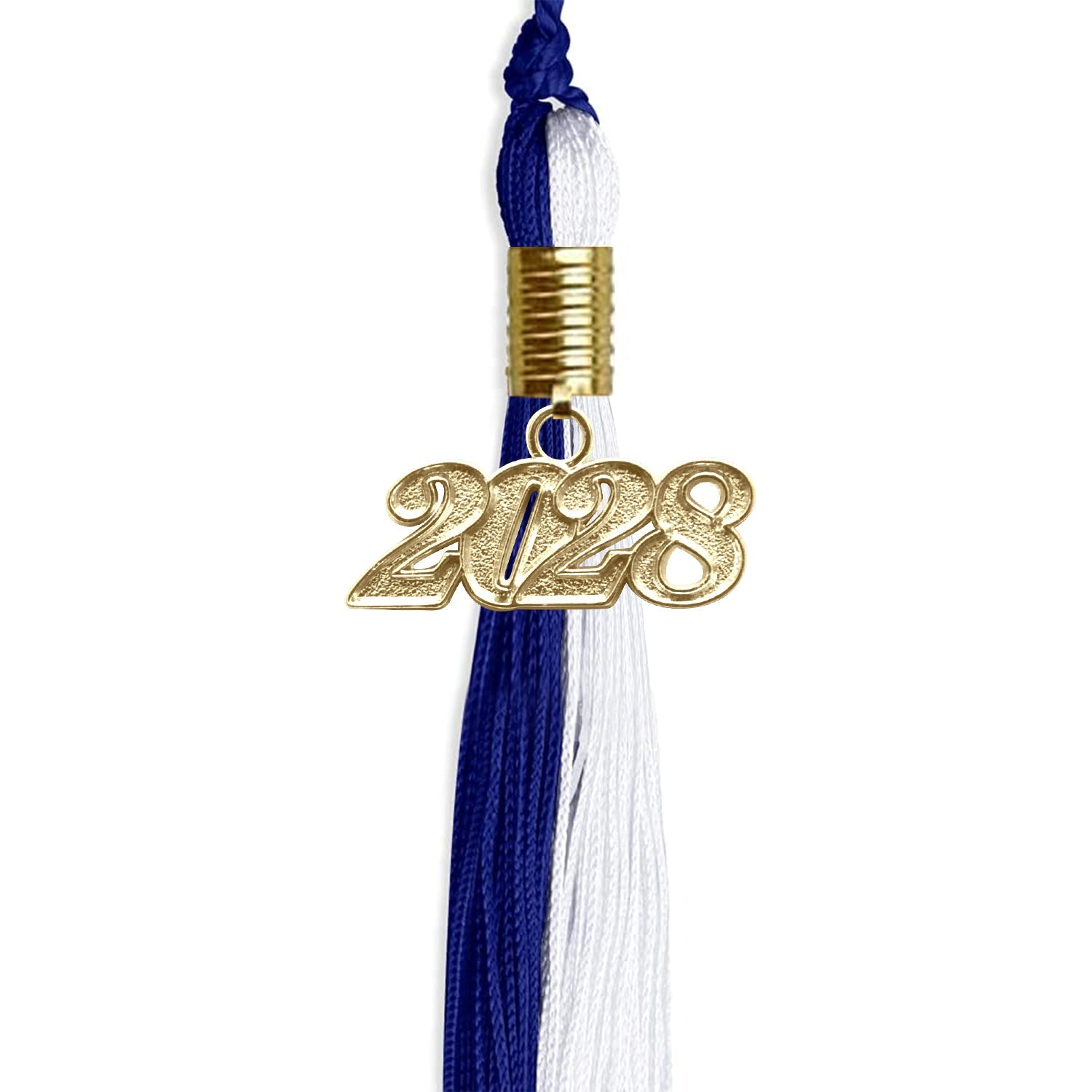 Royal Blue/White Graduation Tassel with Gold Date Drop - Endea Graduation