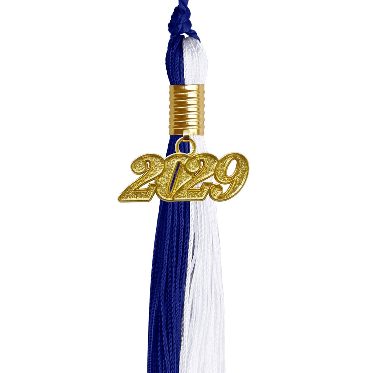Royal Blue/White Graduation Tassel with Gold Date Drop - Endea Graduation