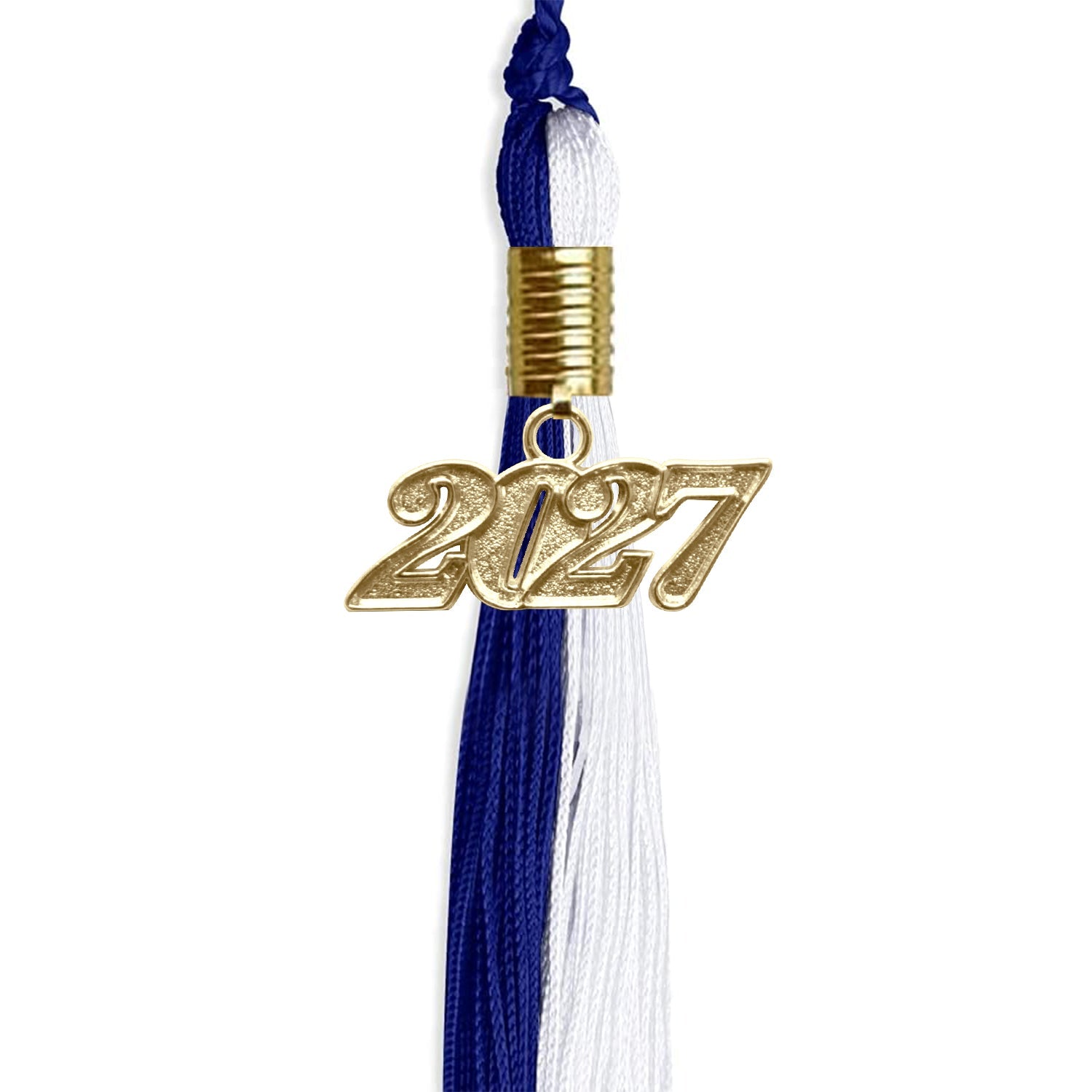 Royal Blue/White Graduation Tassel with Gold Date Drop - Endea Graduation