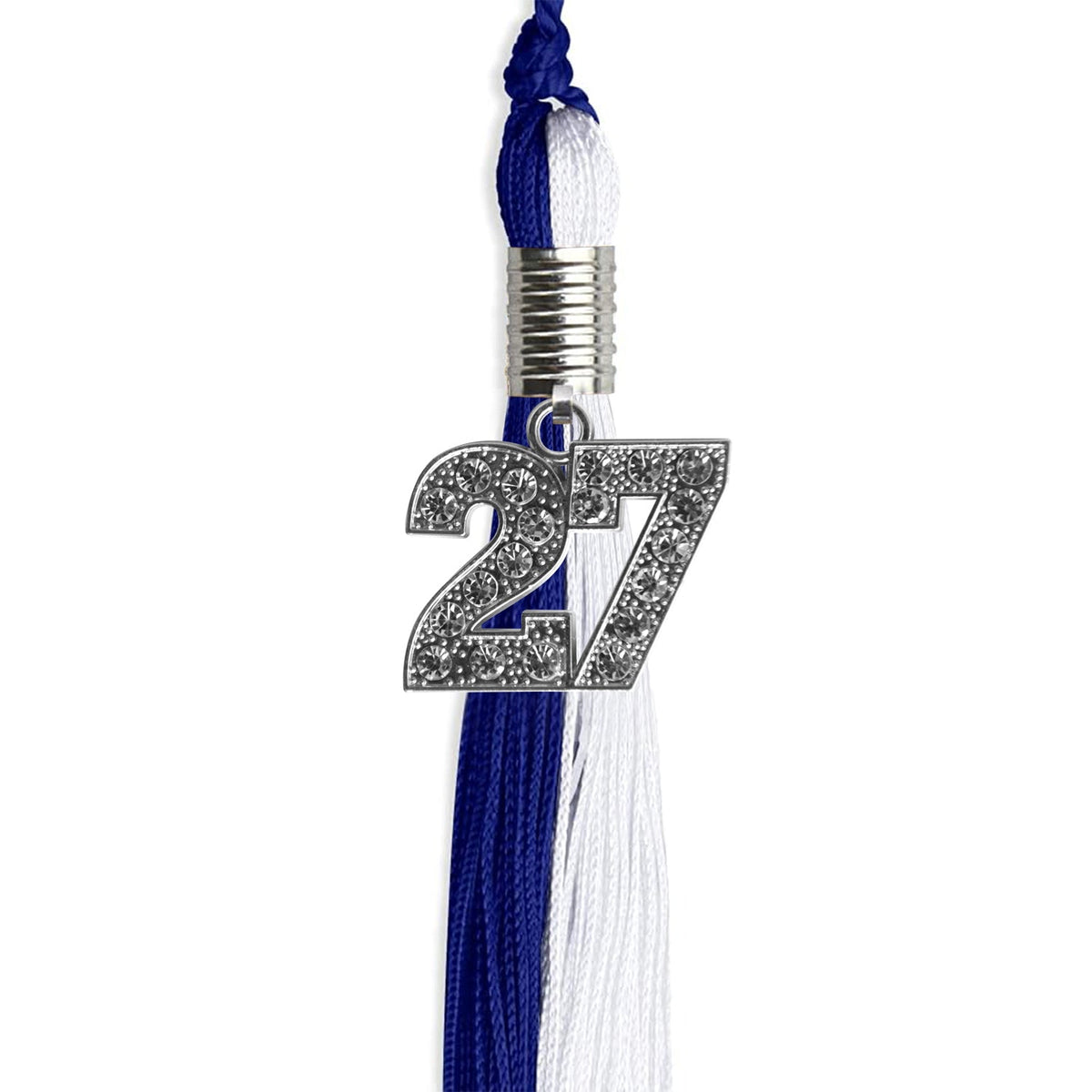 Royal Blue/White Graduation Tassel with Silver Bling Charm - Endea Graduation