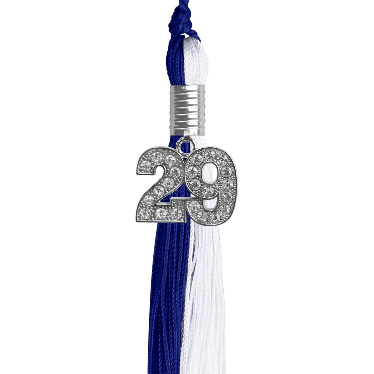 Royal Blue/White Graduation Tassel with Silver Bling Charm - Endea Graduation