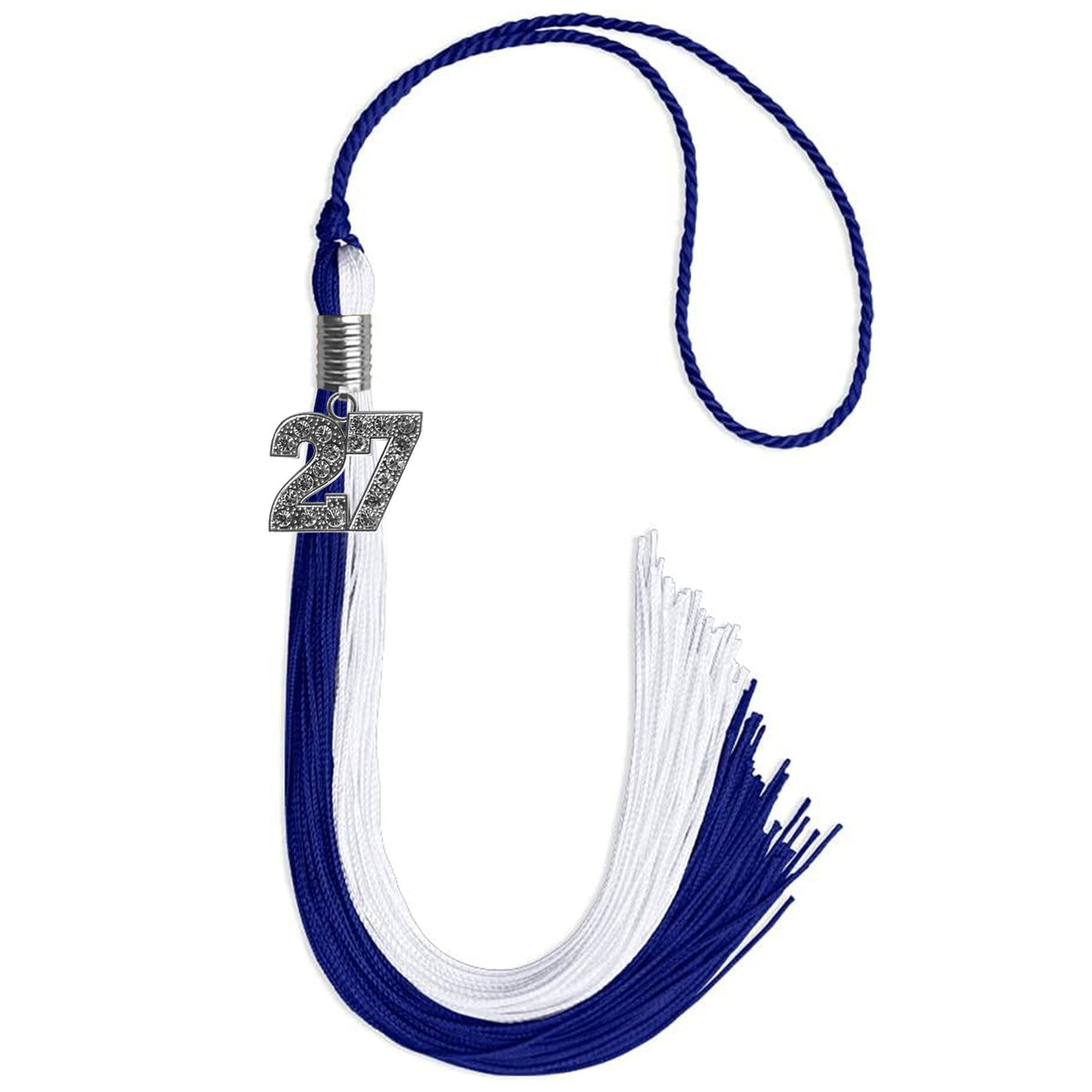 Royal Blue/White Graduation Tassel with Silver Bling Charm - Endea Graduation