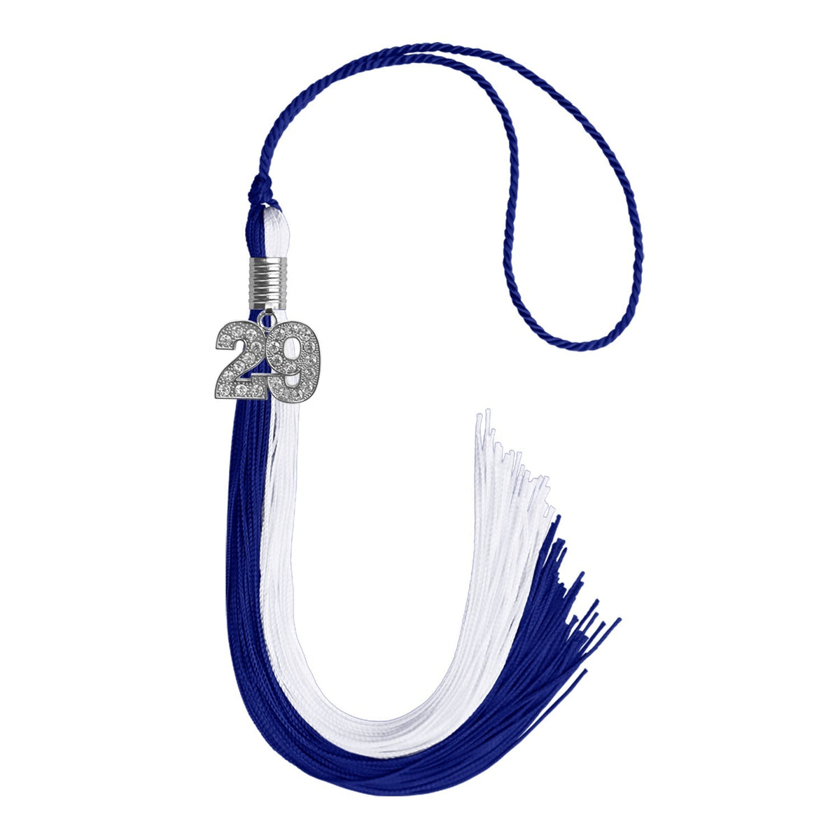 Royal Blue/White Graduation Tassel with Silver Bling Charm - Endea Graduation