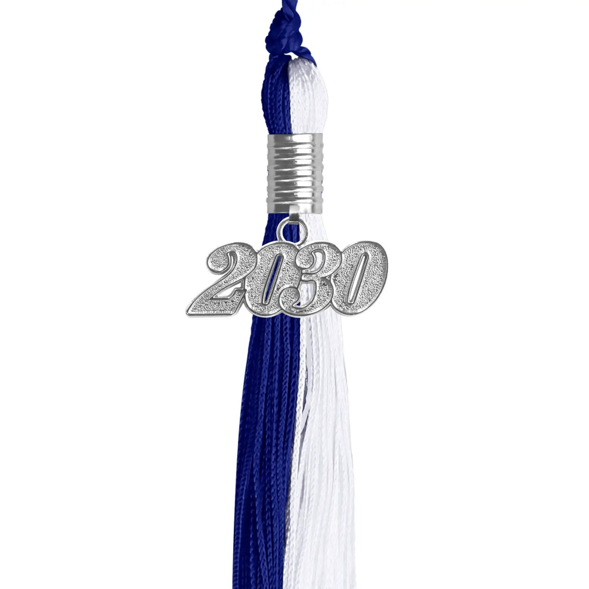 Royal Blue/White Graduation Tassel with Silver Date Drop - Endea Graduation