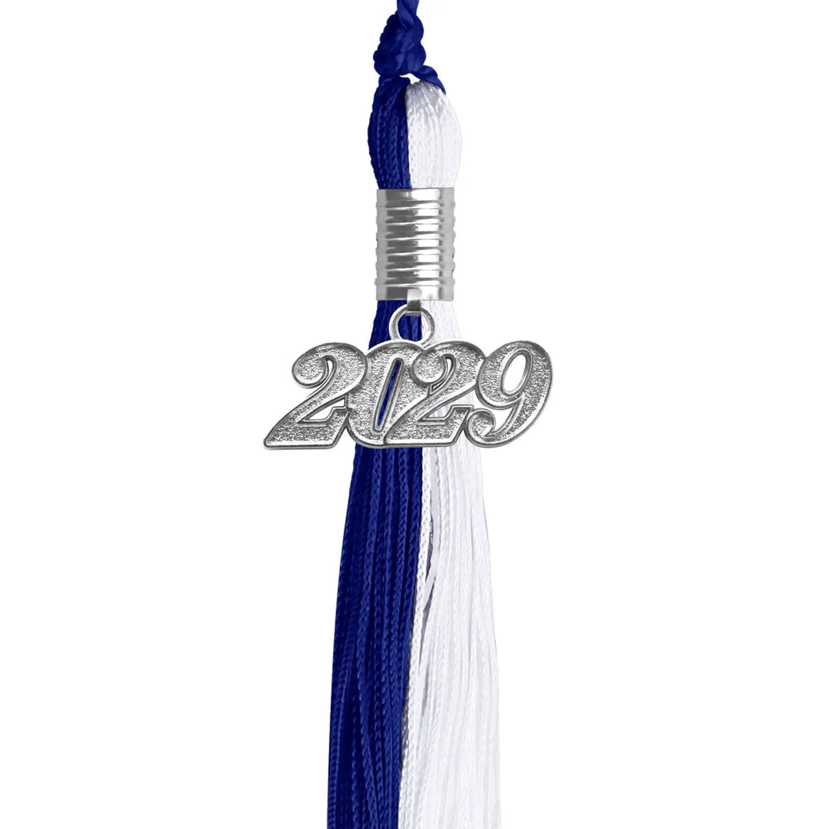 Royal Blue/White Graduation Tassel with Silver Date Drop - Endea Graduation