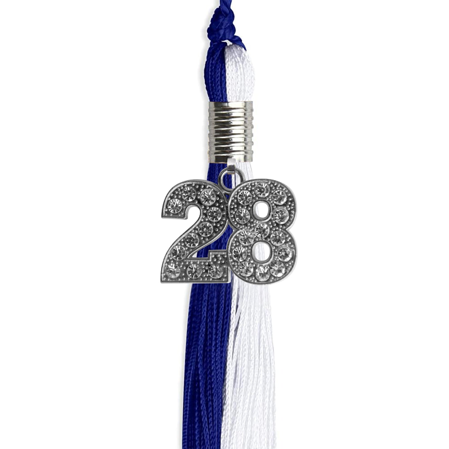 Royal Blue/White Graduation Tassel with Silver Date Drop - Endea Graduation