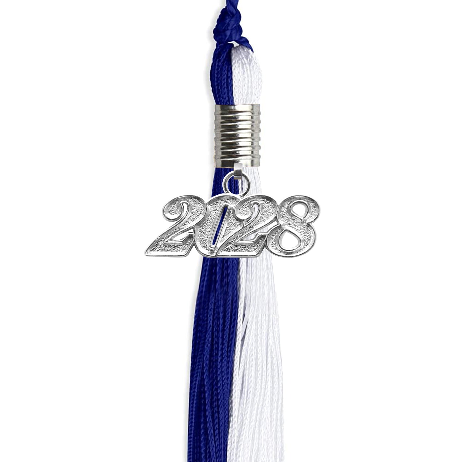 Royal Blue/White Graduation Tassel with Silver Date Drop - Endea Graduation