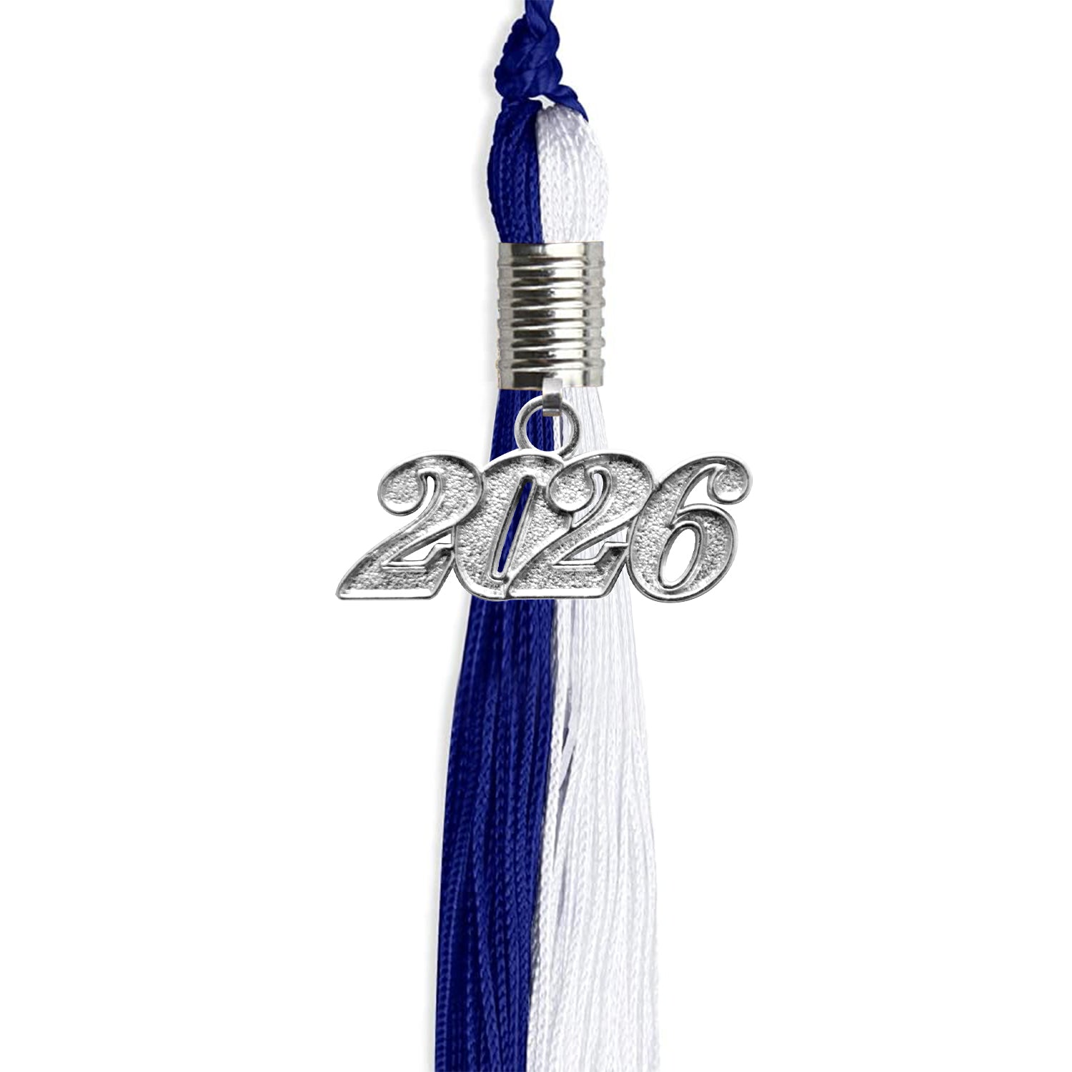 Royal Blue/White Graduation Tassel with Silver Date Drop - Endea Graduation