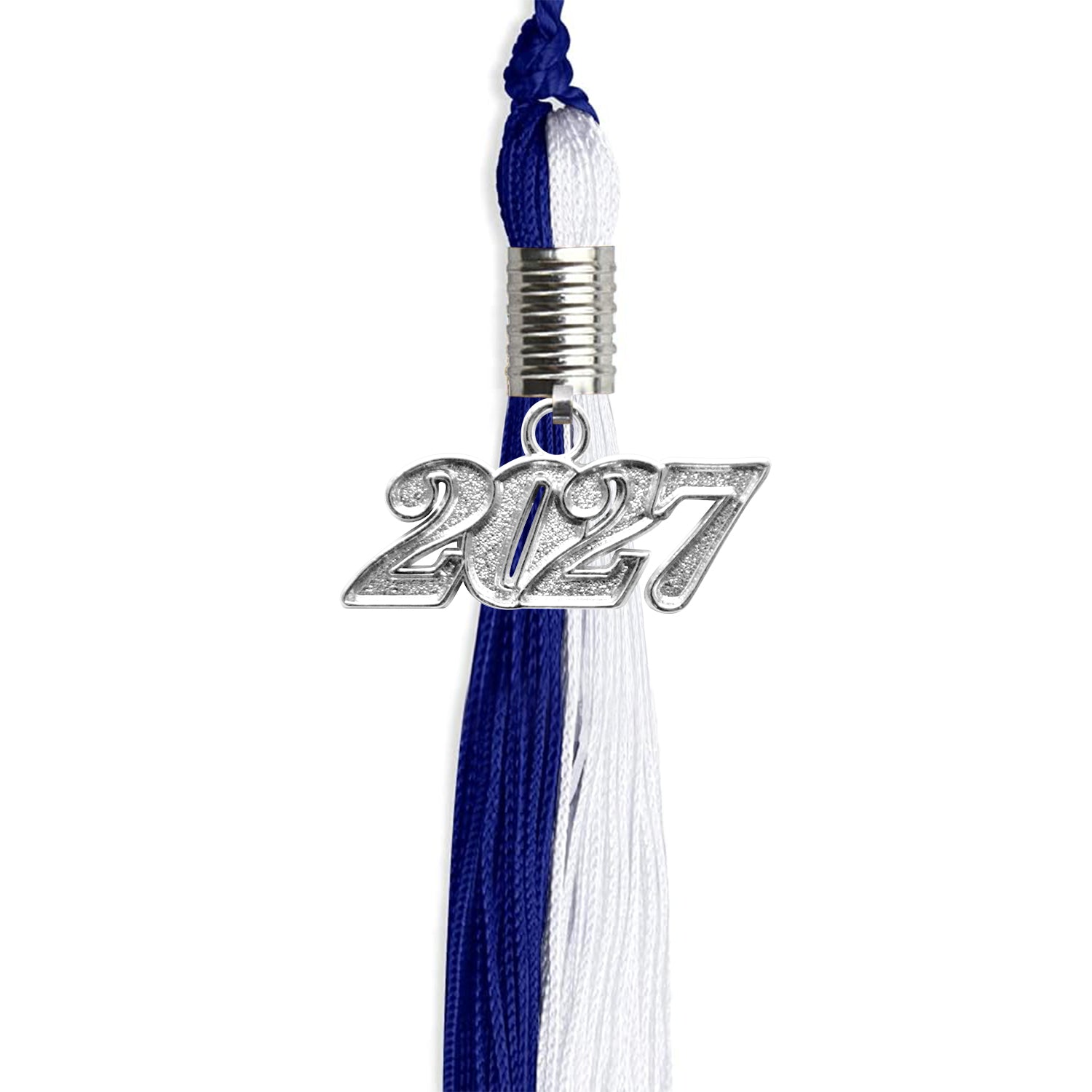 Royal Blue/White Graduation Tassel with Silver Date Drop - Endea Graduation