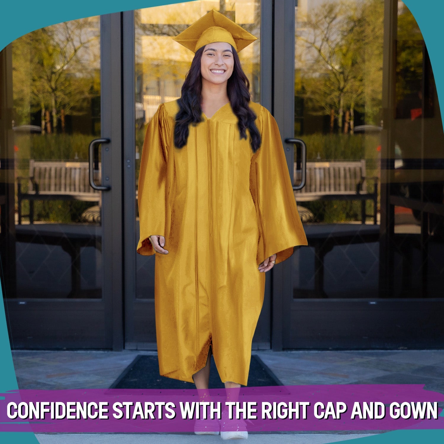 Shiny Antique Gold Graduation Gown & Cap - Endea Graduation