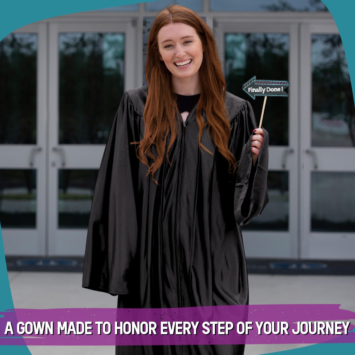 Shiny Black Graduation Gown - Endea Graduation