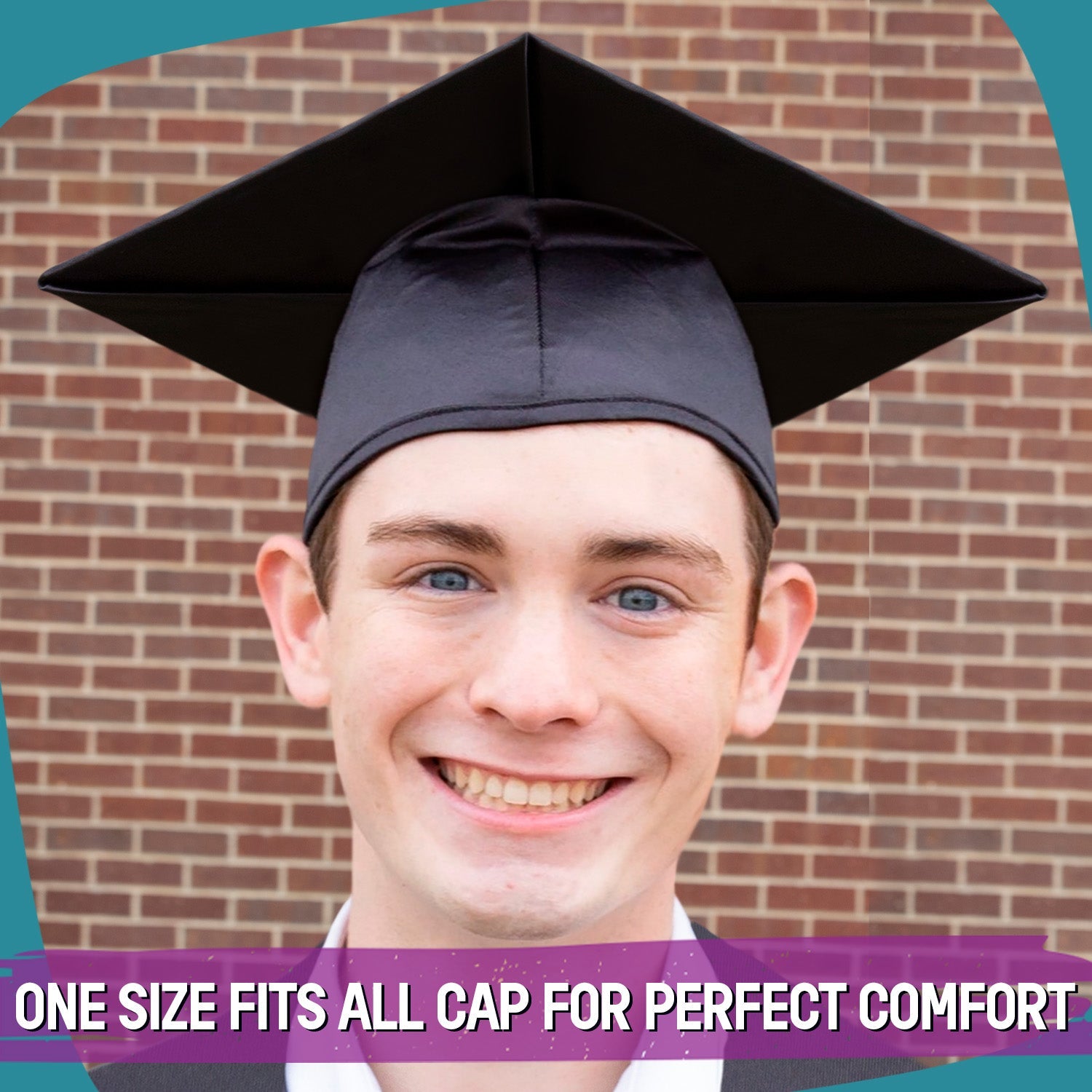 Endea Graduation Shiny Black Graduation Gown Cap