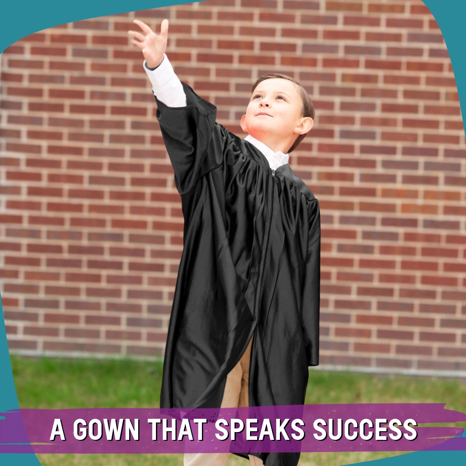Endea Graduation Shiny Black Graduation Gown for Preschool, Kids Unisex, Size: 36 (4'3-4'5)) Endea Graduation Shiny Black Graduation Gown for Preschool, Kids Unisex, Size: 36 (4'3-4'5))