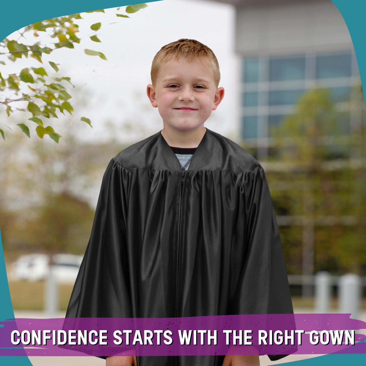 Shiny Black Graduation Gown for Preschool - Endea Graduation