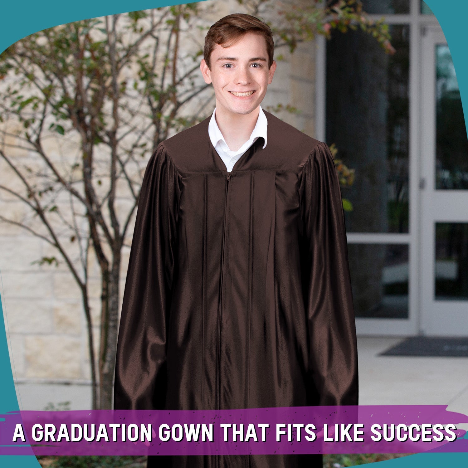 Shiny Brown Graduation Gown - Endea Graduation