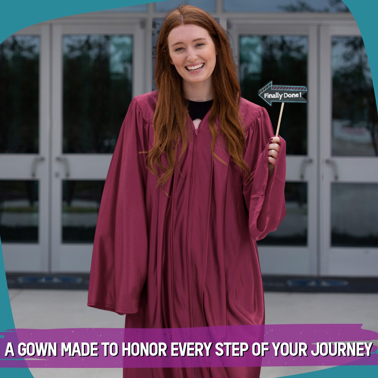 Shiny Garnet Graduation Gown - Endea Graduation