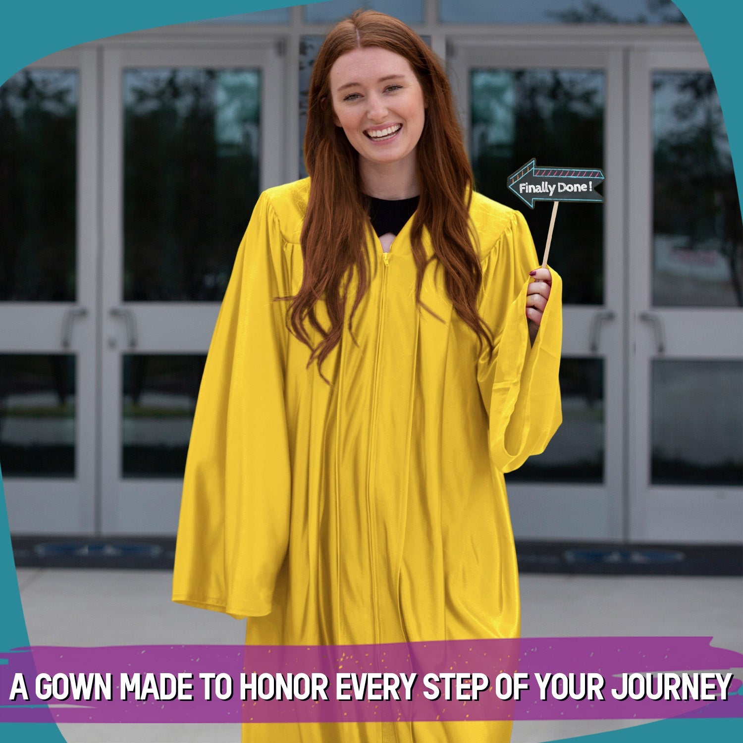 Shiny Gold Graduation Gown - Endea Graduation