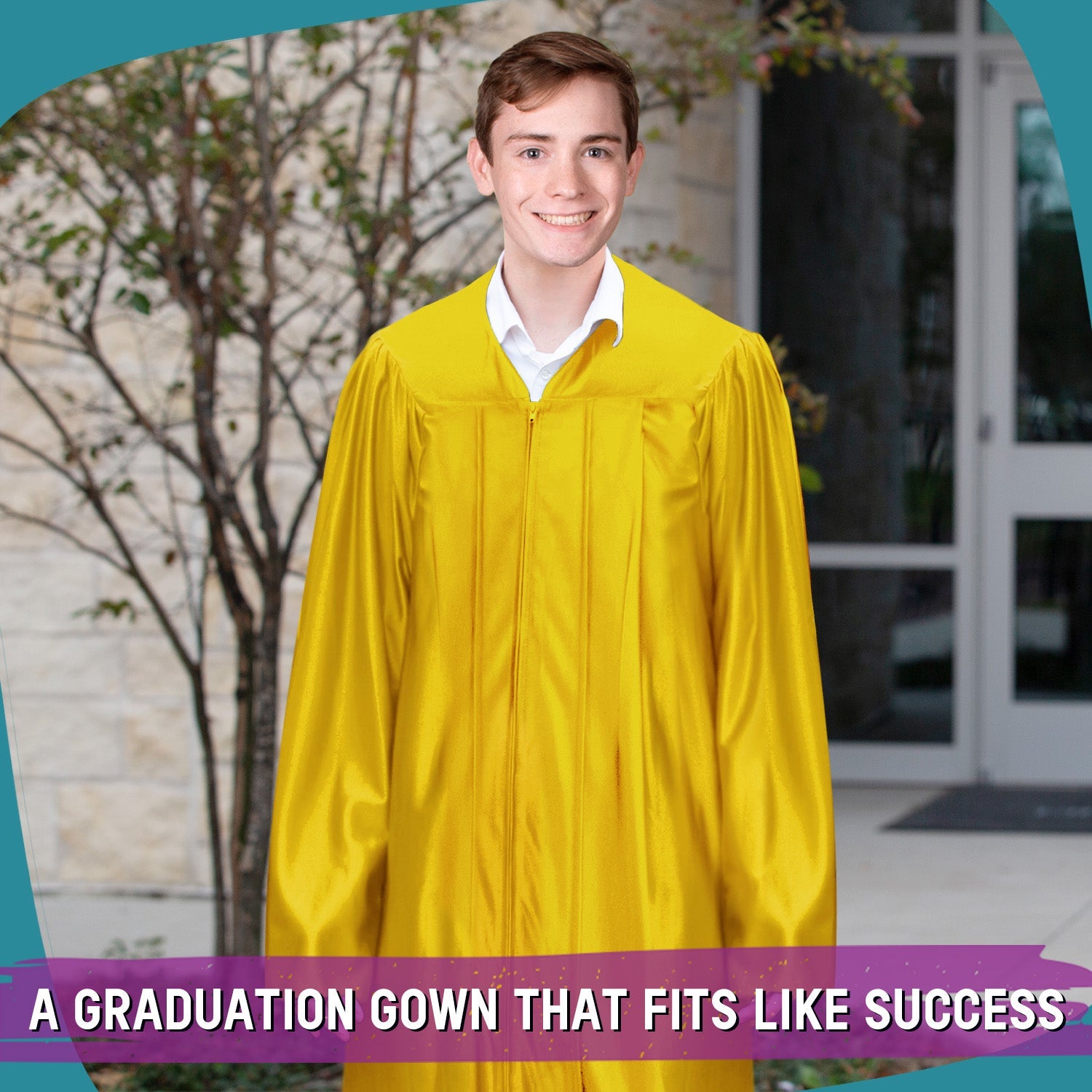 Shiny Gold Graduation Gown - Endea Graduation