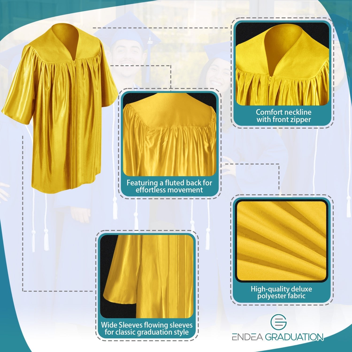 Shiny Gold Graduation Gown for Preschool - Endea Graduation