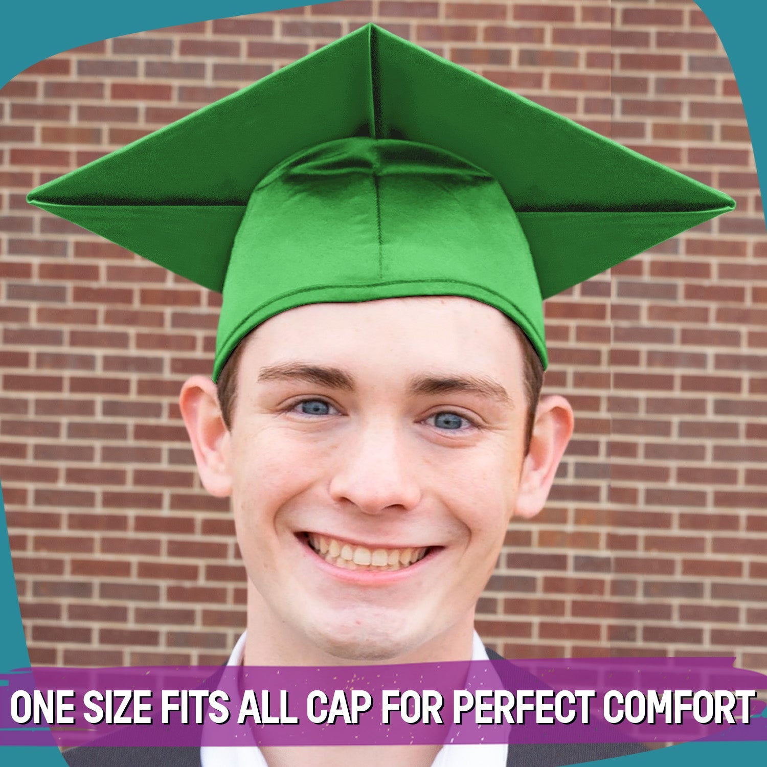Shiny Green Graduation Gown & Cap - Endea Graduation