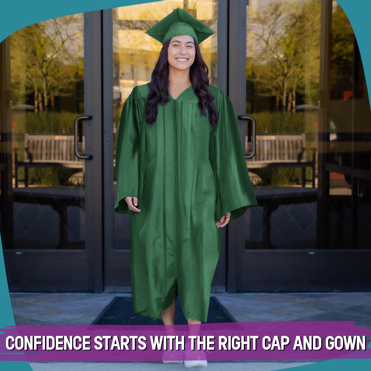 Shiny Hunter Green Graduation Gown & Cap - Endea Graduation