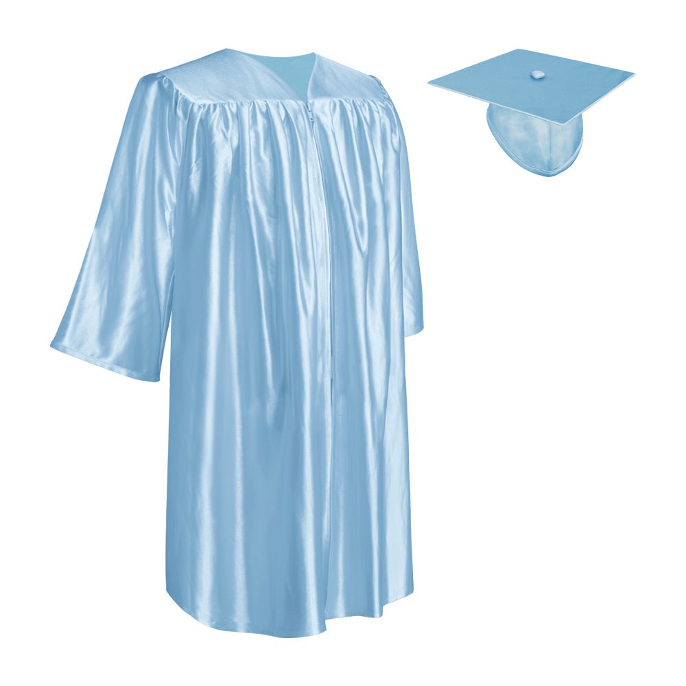 Shiny Light Blue Graduation Cap and Gown for Pre - school - Endea Graduation