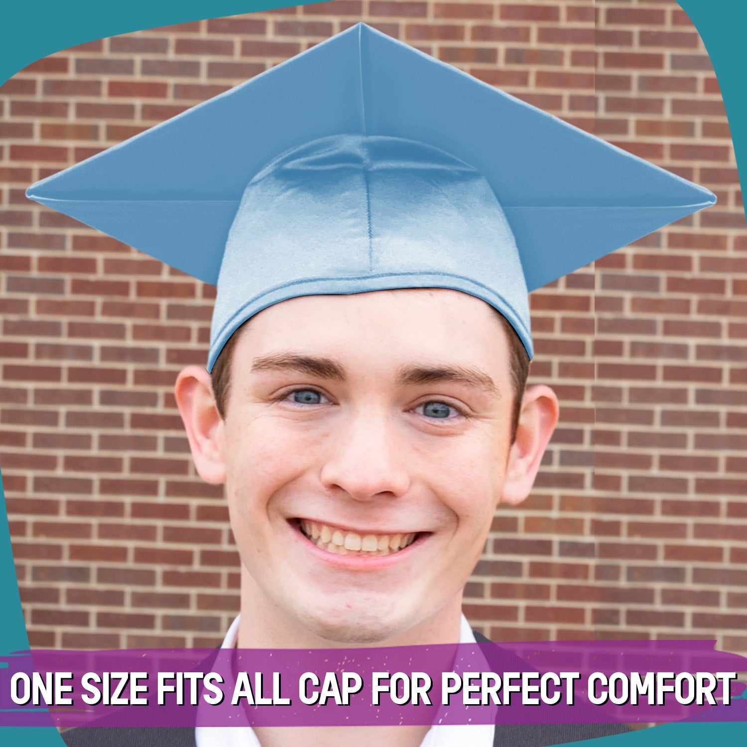 Shiny Light Blue Graduation Gown & Cap - Endea Graduation