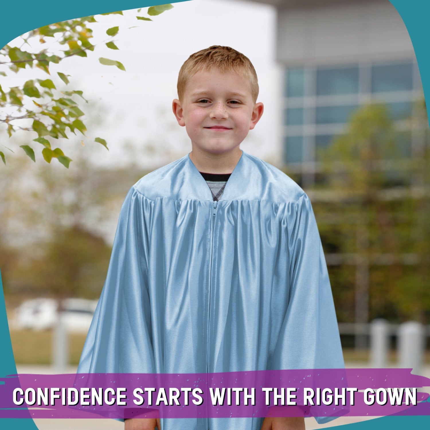 Shiny Light Blue Graduation Gown for Preschool - Endea Graduation