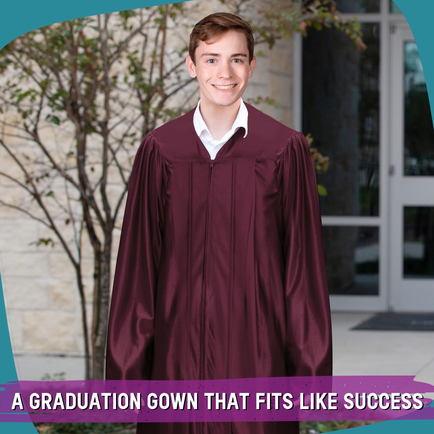 Shiny Maroon Graduation Gown - Endea Graduation