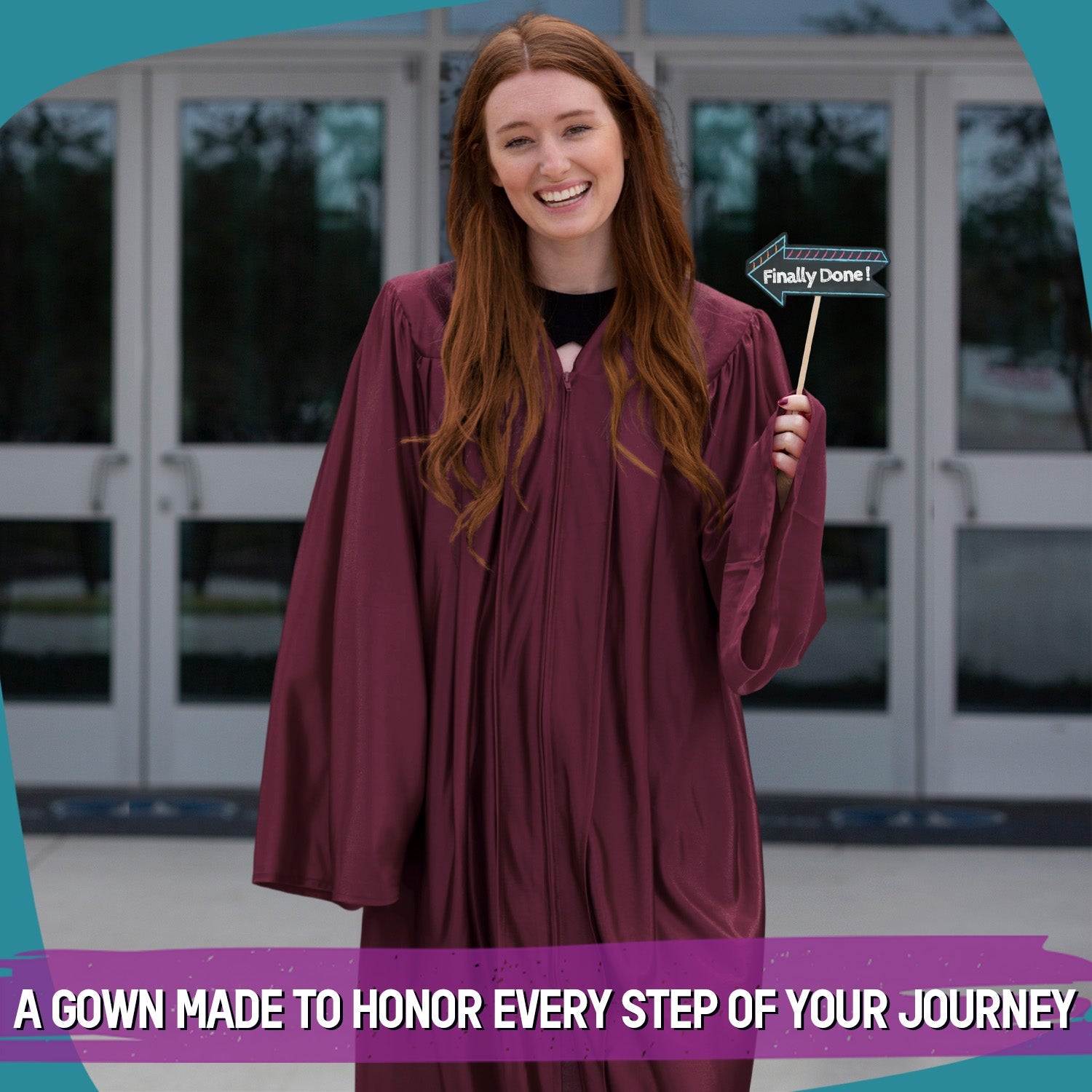 Shiny Maroon Graduation Gown - Endea Graduation