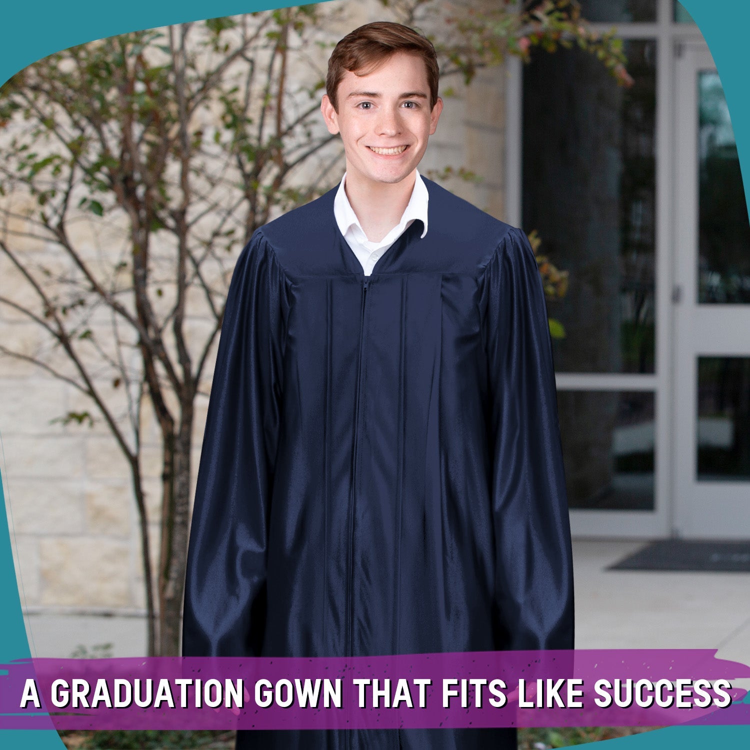 Shiny Navy Blue Graduation Gown - Endea Graduation