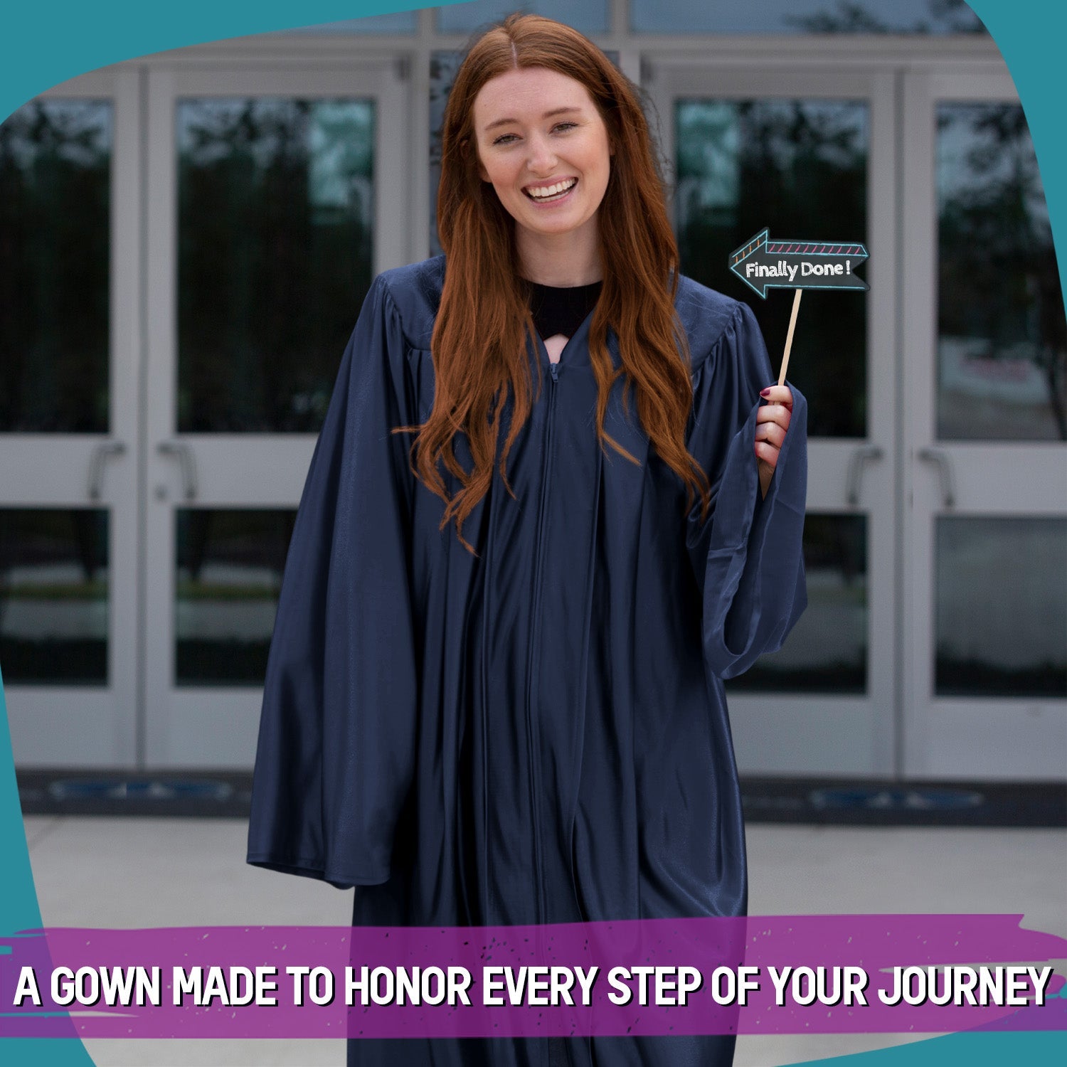 Shiny Navy Blue Graduation Gown - Endea Graduation