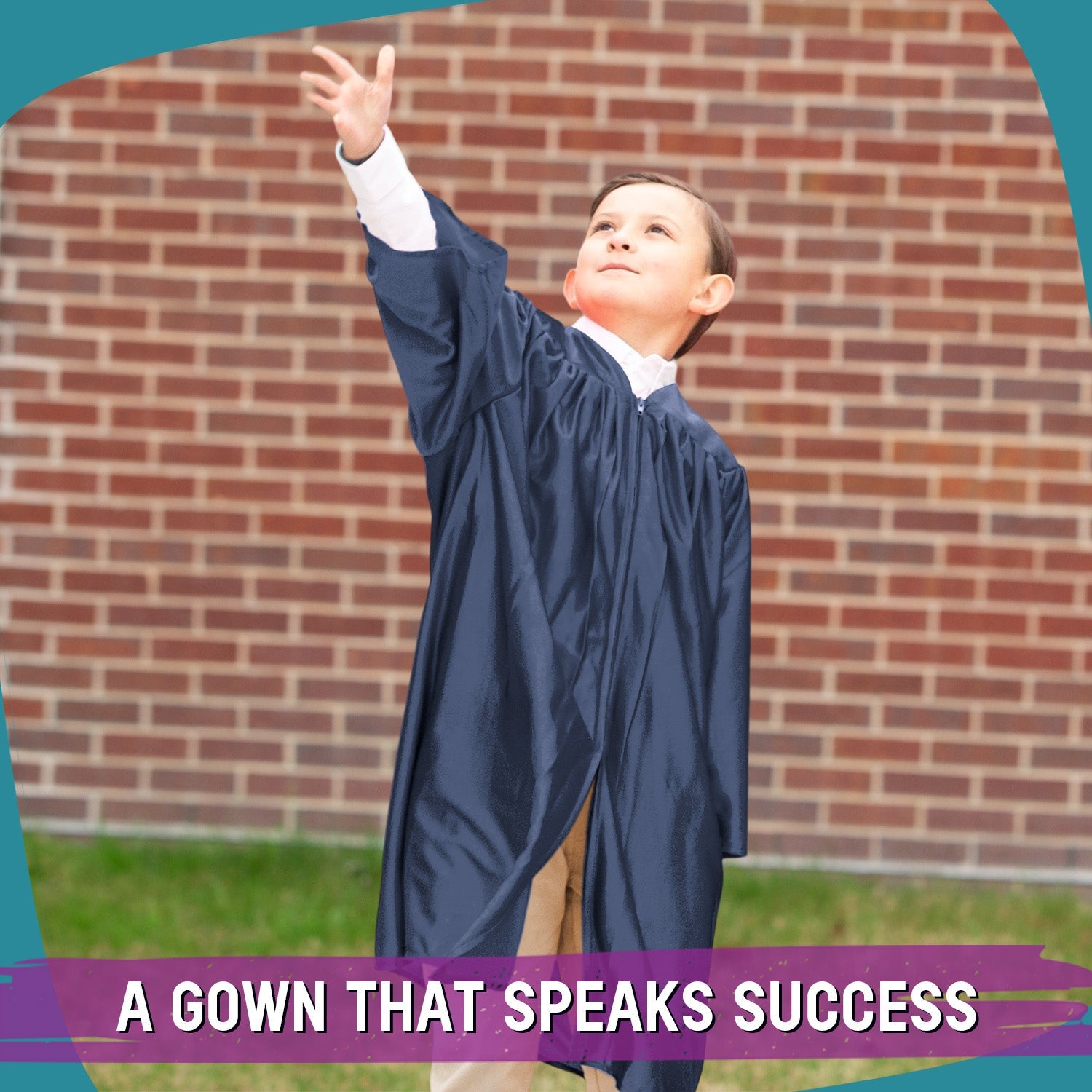 Shiny Navy Blue Graduation Gown for Preschool - Endea Graduation