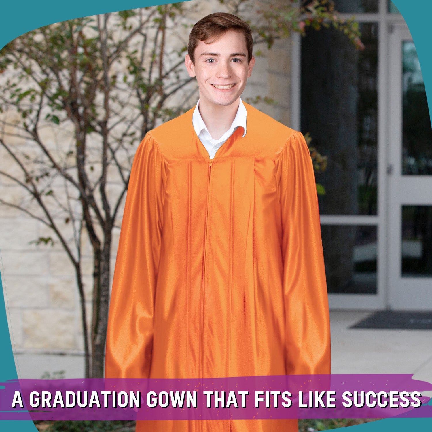 Shiny Orange Graduation Gown - Endea Graduation