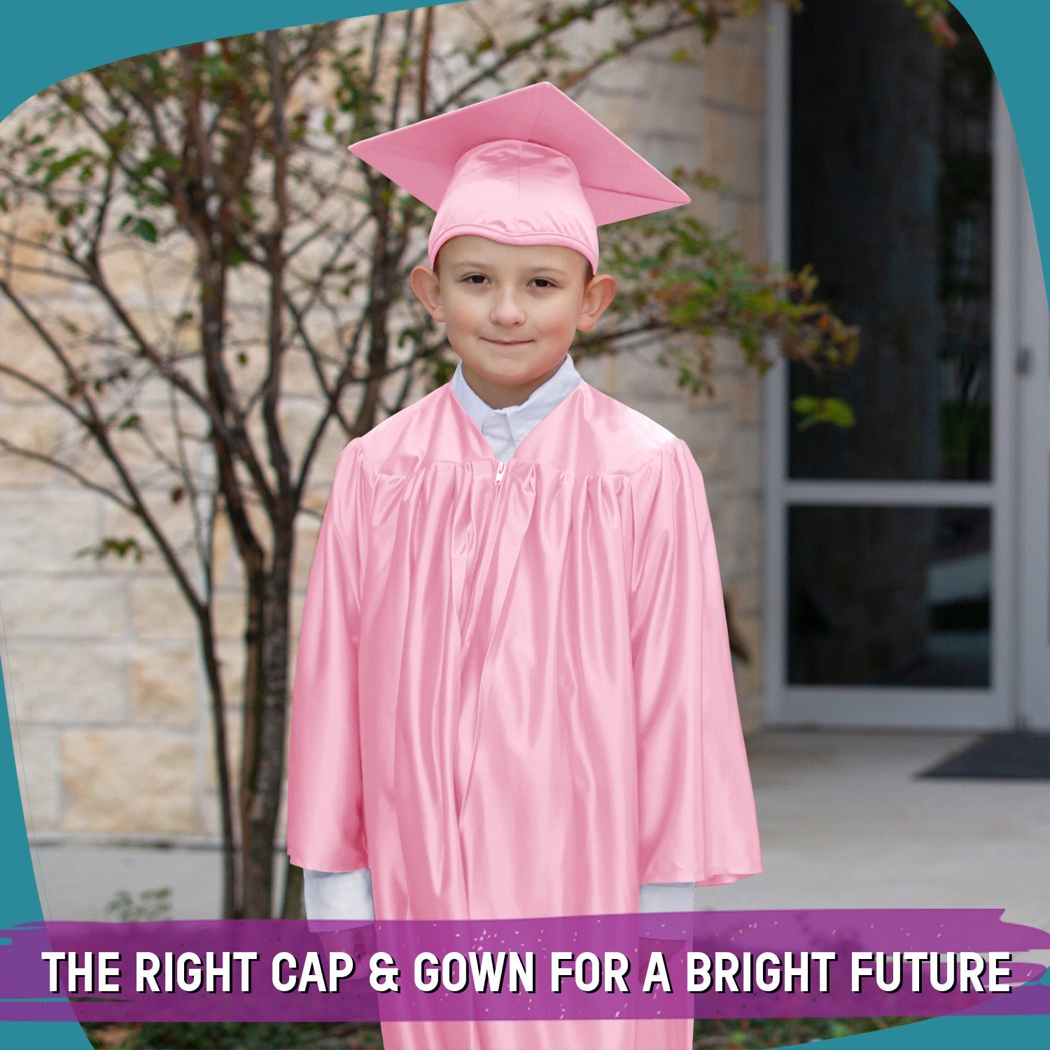 Shiny Pink Graduation Cap and Gown for Pre - school - Endea Graduation