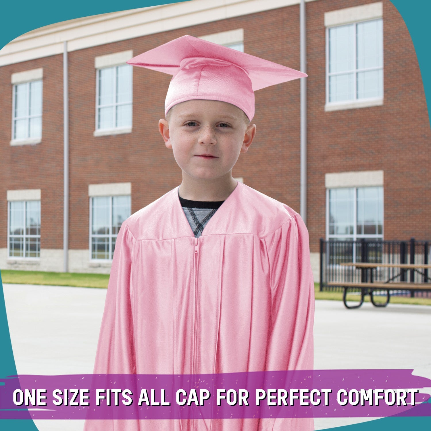 Shiny Pink Graduation Cap and Gown for Pre - school - Endea Graduation