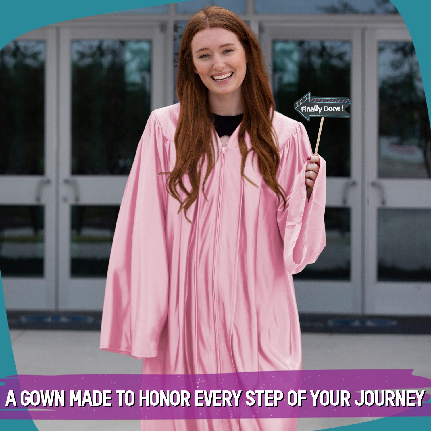 Shiny Pink Graduation Gown - Endea Graduation