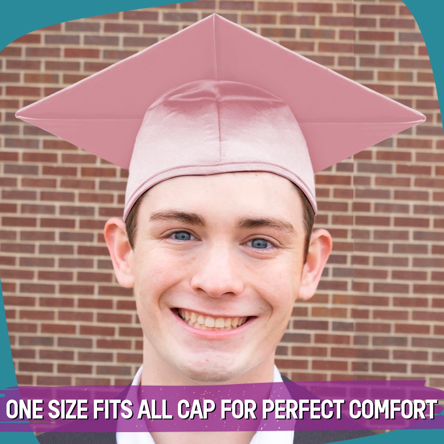 Shiny Pink Graduation Gown & Cap