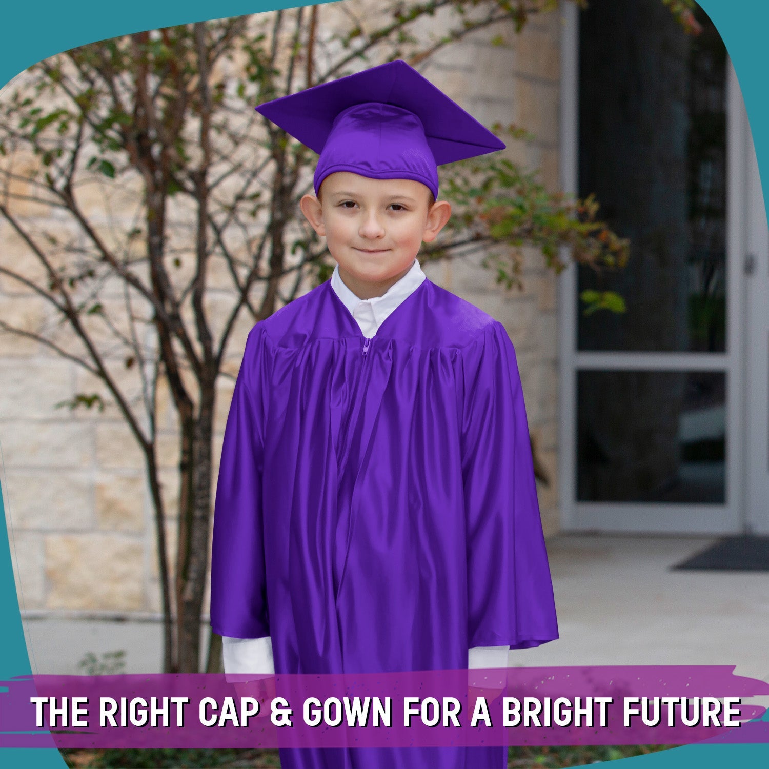 Shiny Purple Graduation Cap and Gown for Pre - school - Endea Graduation