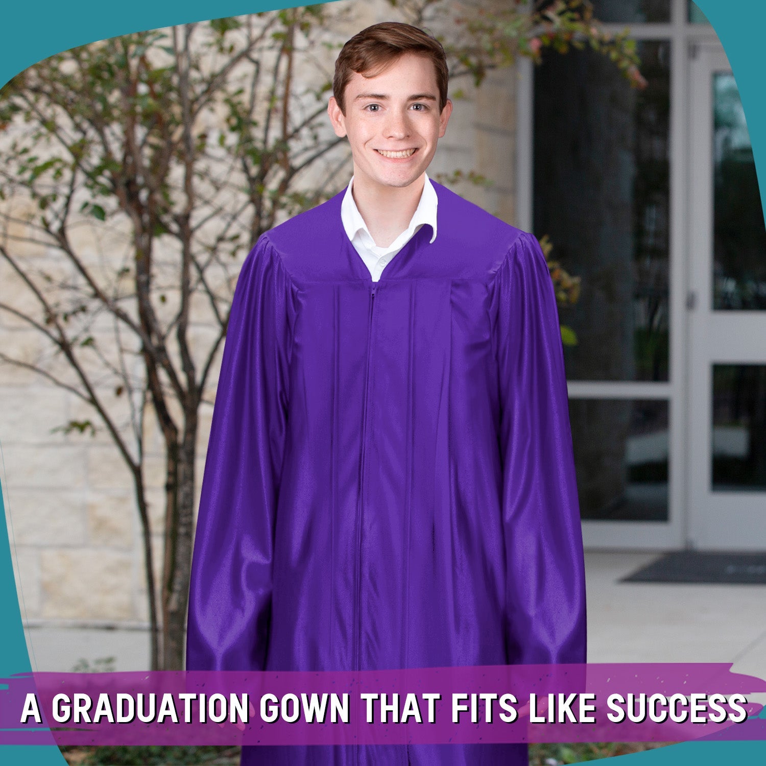 Shiny Purple Graduation Gown - Endea Graduation