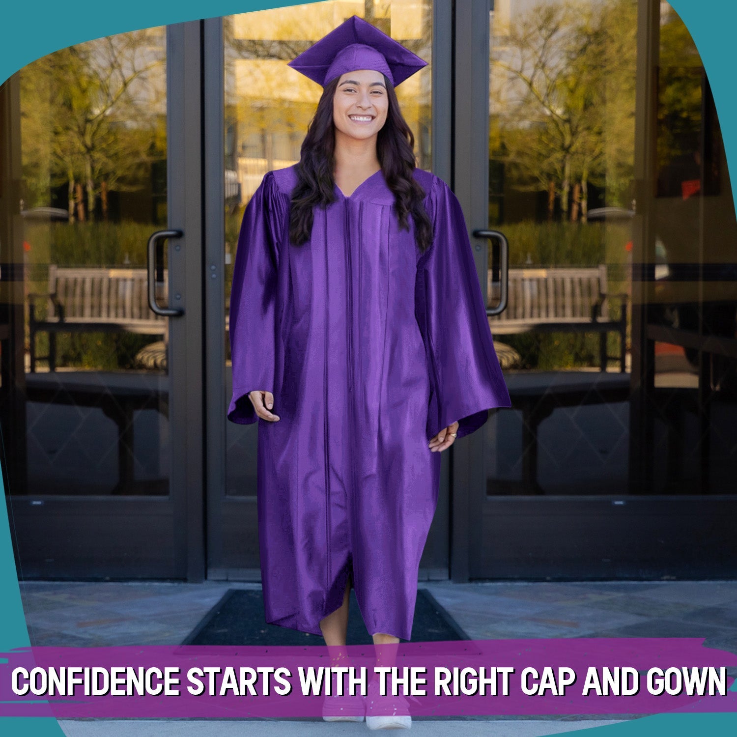 Shiny Purple Graduation Gown & Cap - Endea Graduation