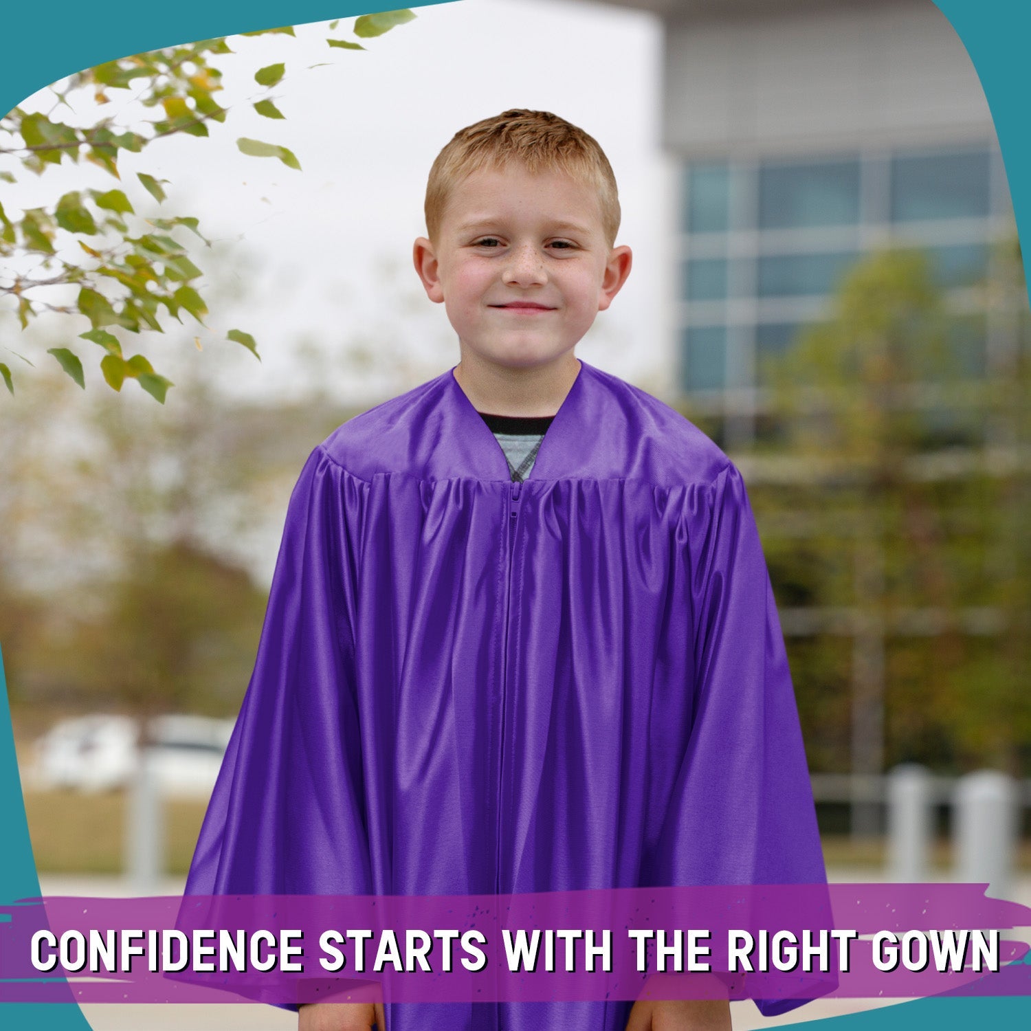 Shiny Purple Graduation Gown for Preschool - Endea Graduation
