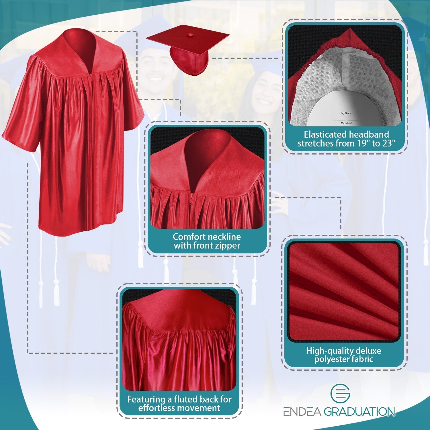 Shiny Red Graduation Cap and Gown for Pre - school - Endea Graduation