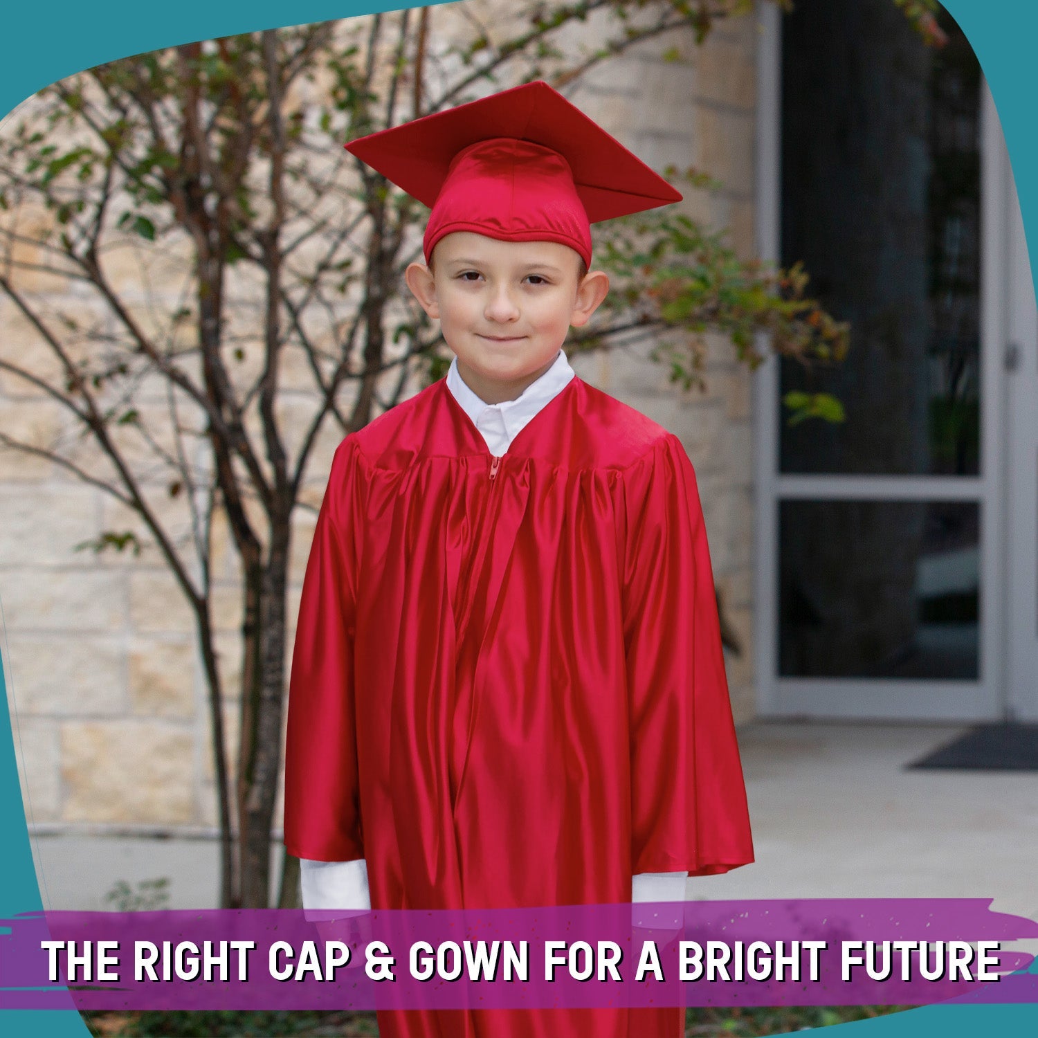 Shiny Red Graduation Cap and Gown for Pre - school - Endea Graduation